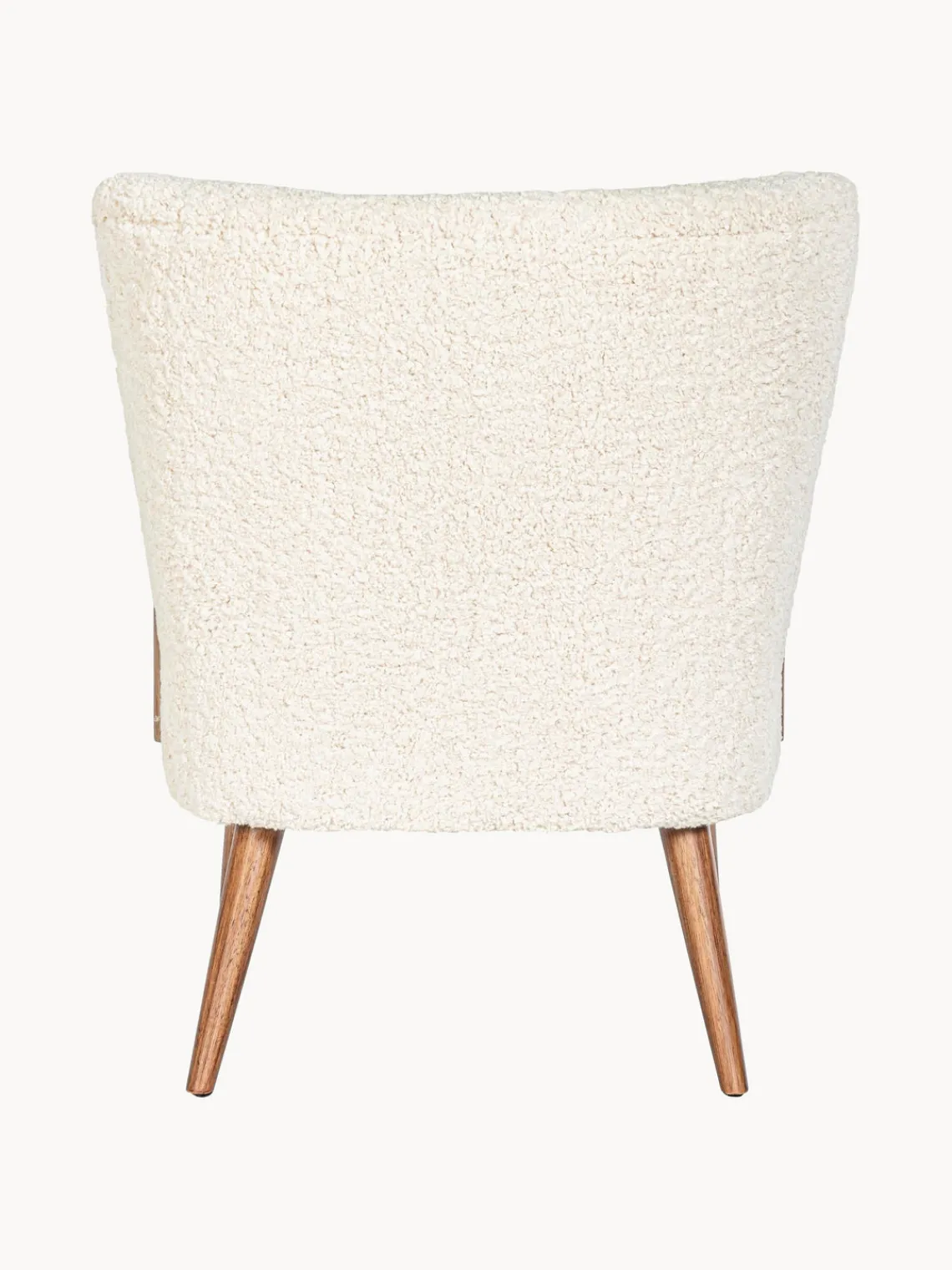 New Bizzotto Fauteuil lounge en peluche Moritz Peluche blanc crème, bois clair