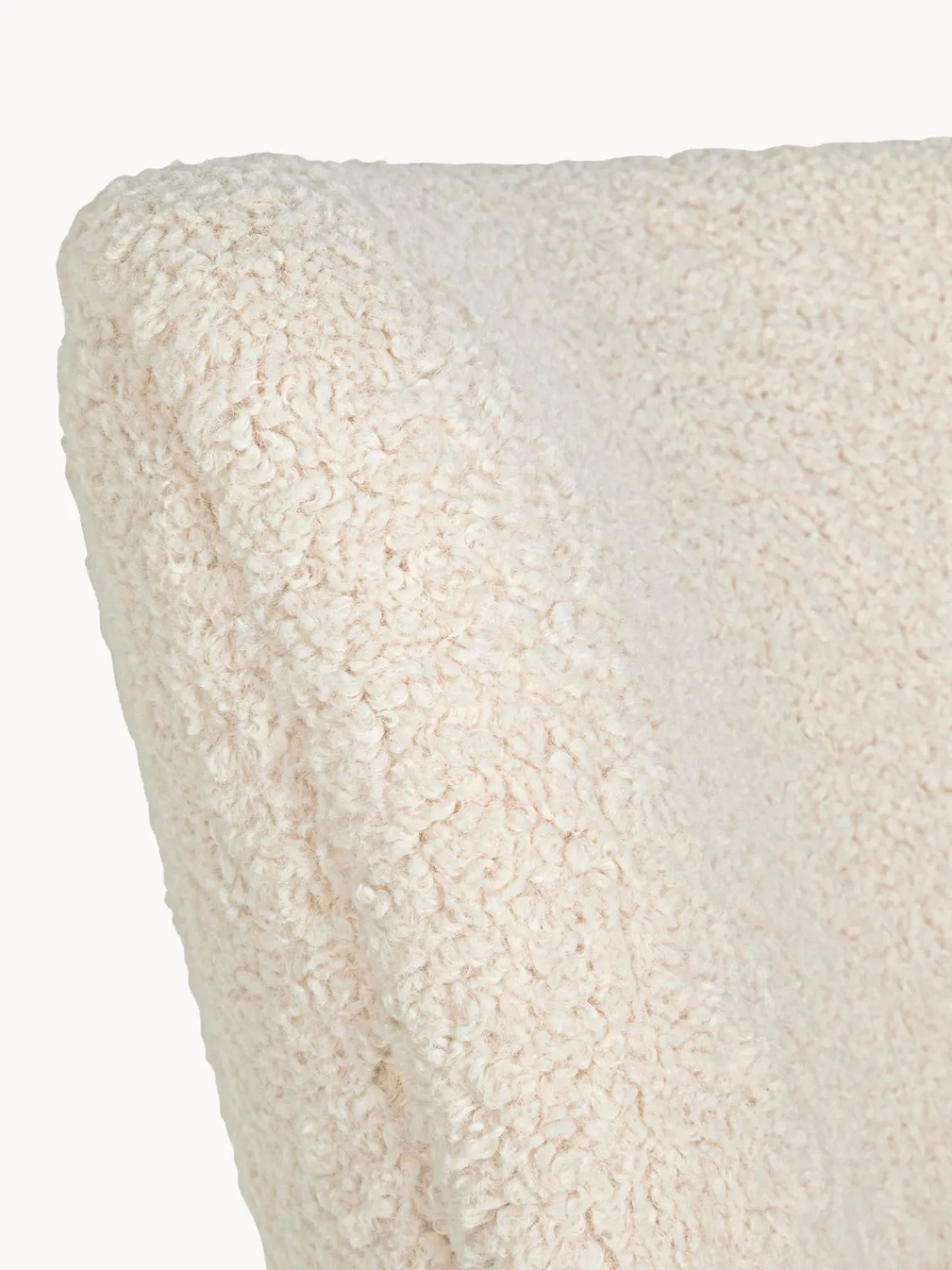 New Bizzotto Fauteuil lounge en peluche Moritz Peluche blanc crème, bois clair