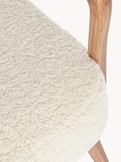 New Bizzotto Fauteuil lounge en peluche Moritz Peluche blanc crème, bois clair