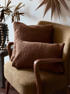 Fashion Bizzotto Fauteuil lounge en peluche Moritz Peluche vert olive, bois clair