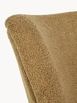 Fashion Bizzotto Fauteuil lounge en peluche Moritz Peluche vert olive, bois clair