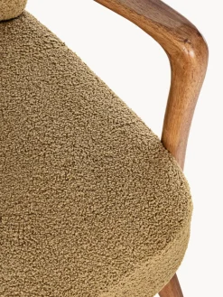 Fashion Bizzotto Fauteuil lounge en peluche Moritz Peluche vert olive, bois clair