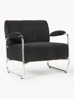 Best Westwing Collection Fauteuil lounge Marcel Tissu anthracite, argenté