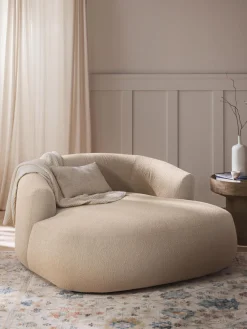 Best Westwing Collection Fauteuil lounge XL en bouclette Sofia Bouclette beige clair