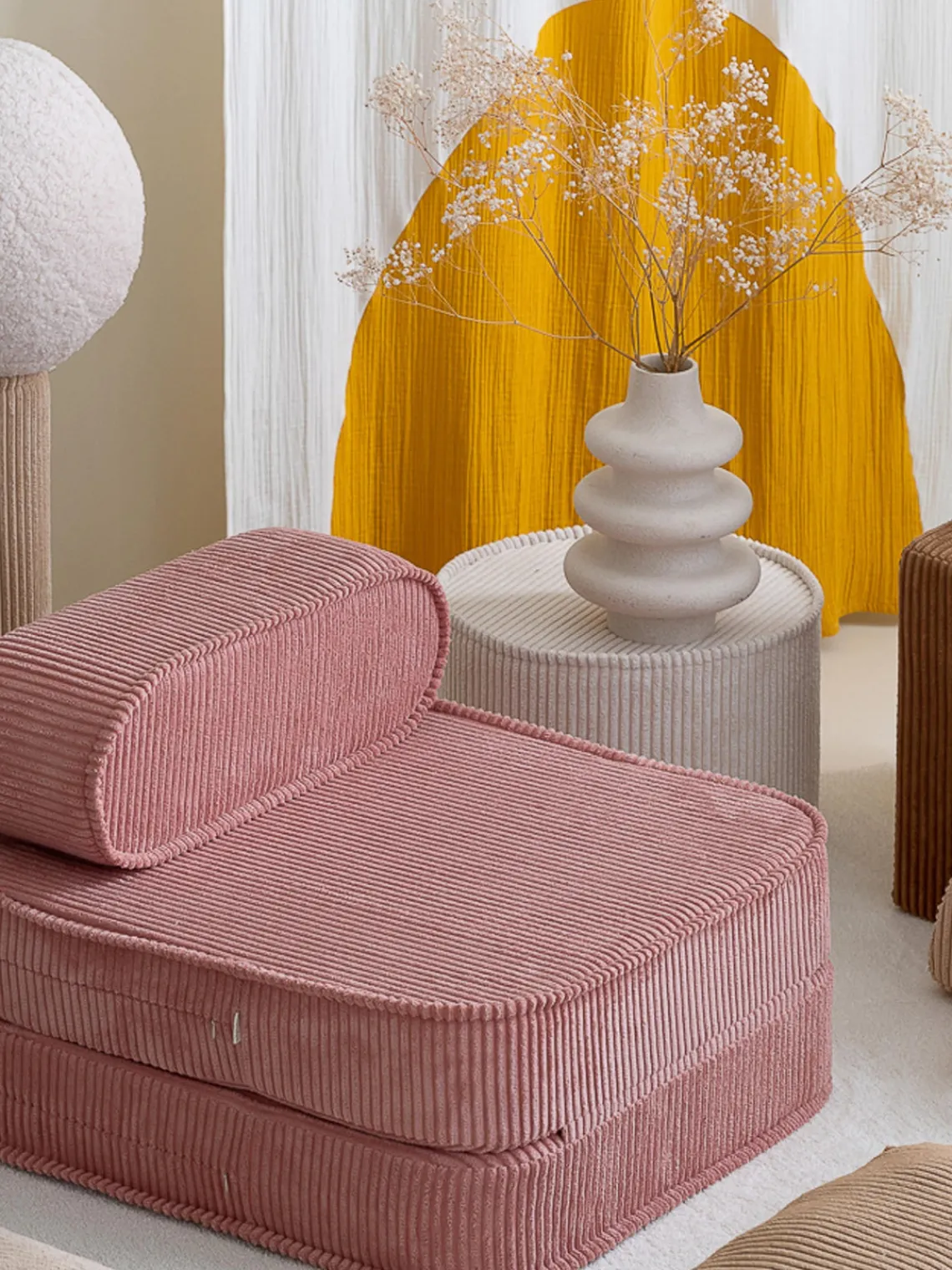 New Wigiwama Fauteuil pliant en velours côtelé pour enfant Sugar Velours côtelé vieux rose