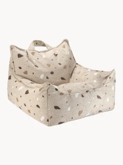 Fashion Wigiwama Fauteuil poire en bouclette pour enfants fait main Sugar Bouclette beige, aspect terrazzo