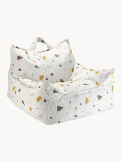Hot Wigiwama Fauteuil poire en bouclette pour enfants fait main Sugar Bouclette blanche, aspect terrazzo