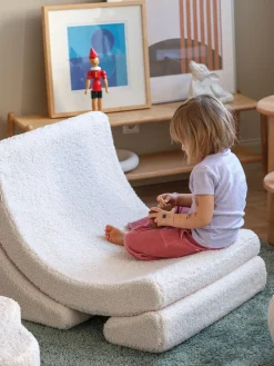 Sale Wigiwama Fauteuil pour enfant en peluche fait main Moon Peluche blanc cassé