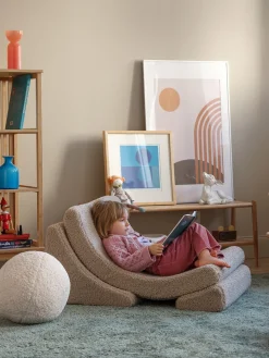 New Wigiwama Fauteuil pour enfant en peluche fait main Moon Peluche beige clair