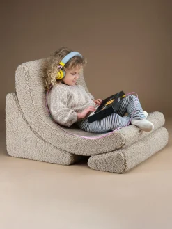 New Wigiwama Fauteuil pour enfant en peluche fait main Moon Peluche beige clair