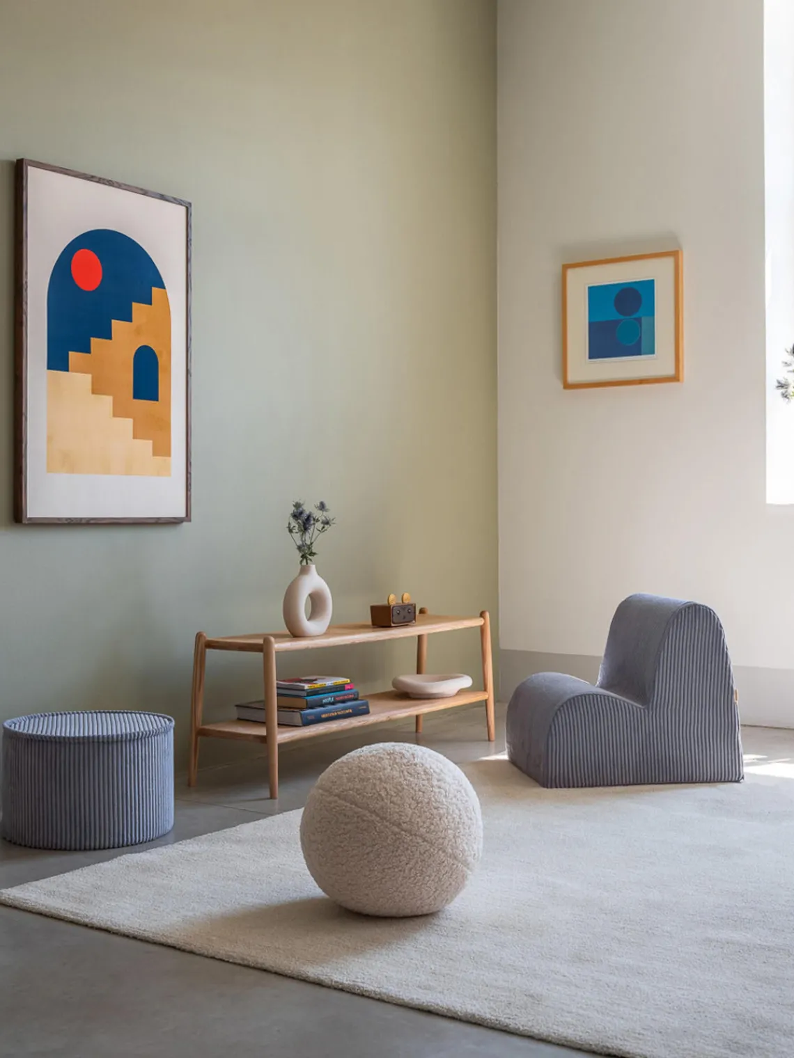 Outlet Wigiwama Fauteuil pour enfant en velours côtelé Cloud Velours côtelé gris-bleu