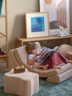 Hot Wigiwama Fauteuil pour enfant en velours côtelé fait main Moon Velours côtelé beige clair