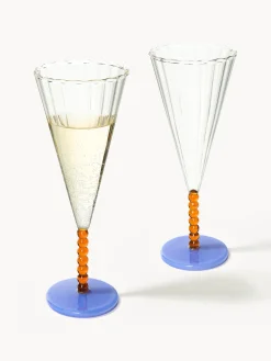 Fashion &k Amsterdam Flûtes à champagne artisanales Perle, 2 pièces