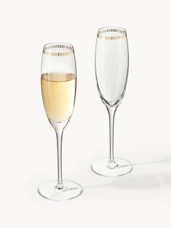 New Armani Casa Flûtes à champagne en cristal doré Dvorak, 6 pièces