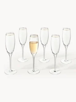 New Armani Casa Flûtes à champagne en cristal doré Dvorak, 6 pièces