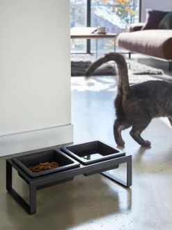 Outlet Yamazaki Gamelles pour animaux domestiques avec support Tower Noir