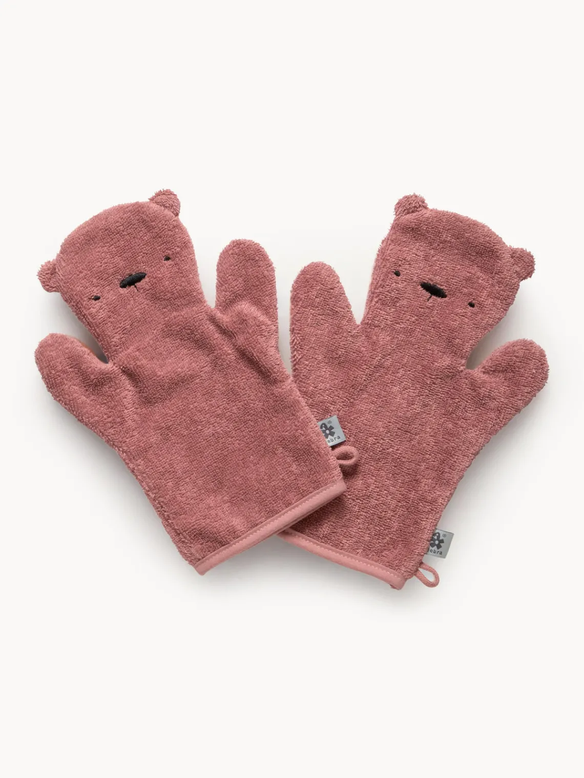 Fashion Sebra Gants de bain en éponge Terry, 2 pièces Rose, blanc crème