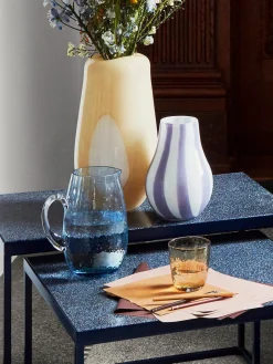 Discount Broste Copenhagen Grand pichet soufflé bouche Hammered, 2 L Bleu, transparent