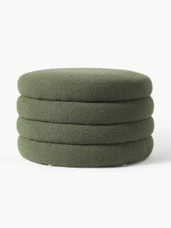 Best Westwing Collection Grand pouf en bouclette avec rangement Alto Bouclette vert foncé