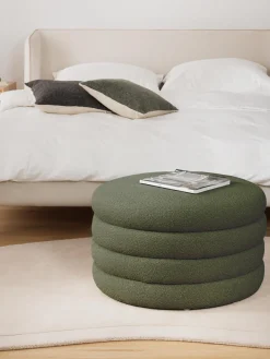 Best Westwing Collection Grand pouf en bouclette avec rangement Alto Bouclette vert foncé