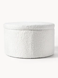 Best Westwing Collection Grand pouf en tissu peluche avec rangement Alida Peluche blanc