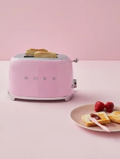 Sale Smeg Grille-pain 2 tranches 50's Style Rose, haute brillance
