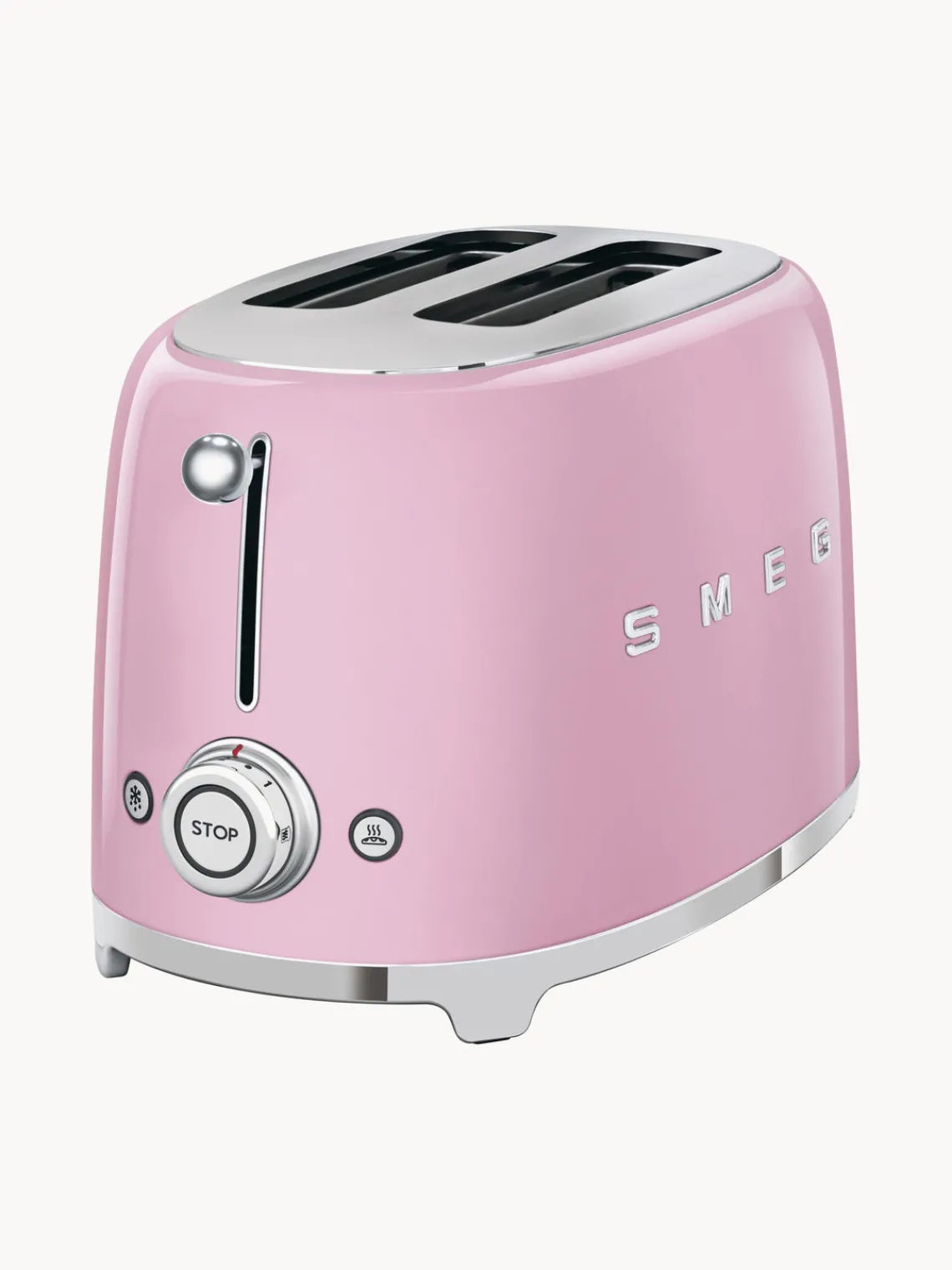 Sale Smeg Grille-pain 2 tranches 50's Style Rose, haute brillance