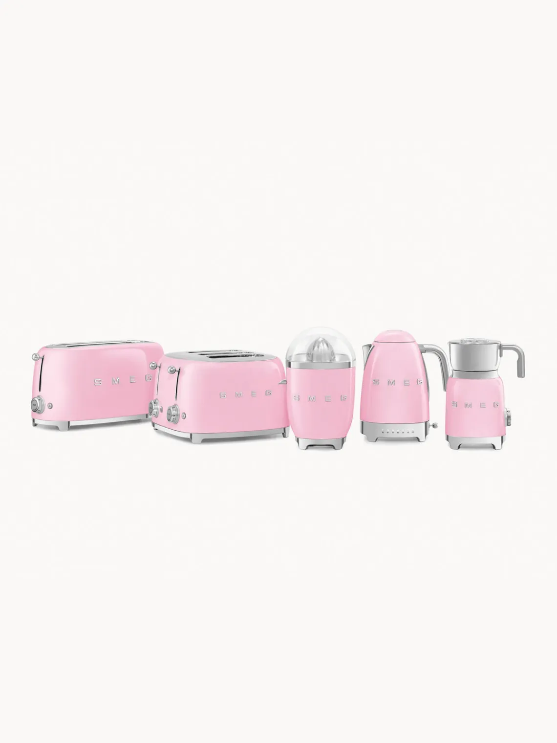 Sale Smeg Grille-pain 2 tranches 50's Style Rose, haute brillance