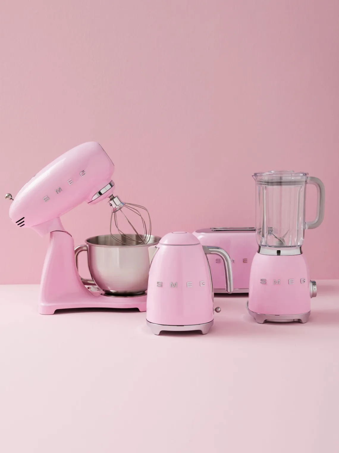 Sale Smeg Grille-pain 2 tranches 50's Style Rose, haute brillance