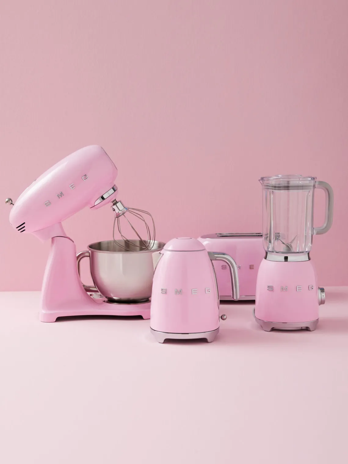 Sale Smeg Grille-pain 2 tranches 50's Style Rose, haute brillance