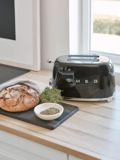 Hot Smeg Grille-pain 2 tranches 50's Style Noir, haute brillance
