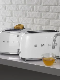 Best Smeg Grille-pain 4 tranches 50's Style Blanc, haute brillance