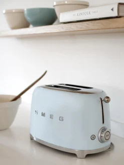 New Smeg Grille-pain 2 tranches 50's Style Bleu ciel, haute brillance