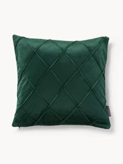 Hot Magma Housse de coussin 40x40 en velours à relief Nobless Vert foncé