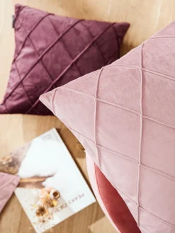 Outlet Magma Housse de coussin 50x50 en velours à relief Nobless Rose pâle