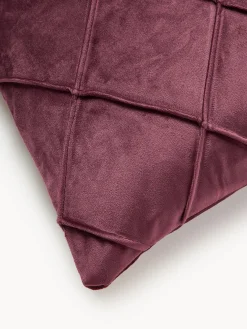 Hot Magma Housse de coussin 40x40 en velours à relief Nobless Lie de vin