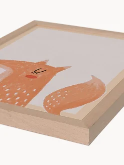 Hot Any Image Impression numérique encadrée The Fox Bois clair, orange