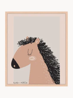Discount Any Image Impression numérique encadrée Baby Horse Bois clair, gris clair, nougat