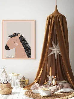 Discount Any Image Impression numérique encadrée Baby Horse Bois clair, gris clair, nougat