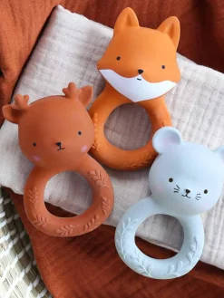 New A Little Lovely Company Jouet de dentition en caoutchouc naturel Mouse Gris clair