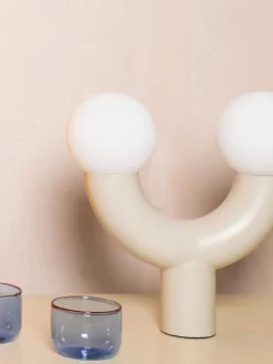 Online Houseof Lampe à poser design Tube Blanc, beige