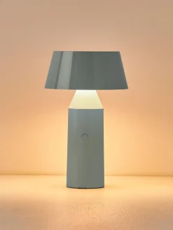 Online Marset Lampe à poser LED mobile orientable Bicoca, intensité lumineuse variable Bleu ciel haute brillance, blanc cassé