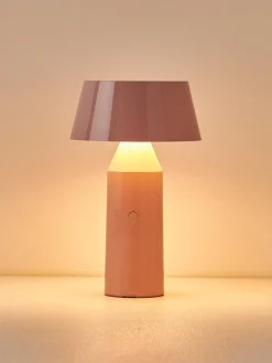 Hot Marset Lampe à poser LED mobile orientable Bicoca, intensité lumineuse variable Rose pâle haute brillance, blanc cassé