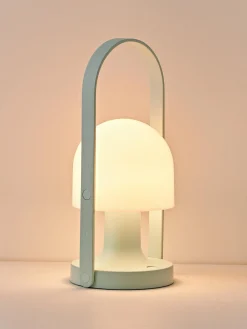 Fashion Marset Lampe à poser LED mobile orientable FollowMe, intensité lumineuse variable Blanc, turquoise