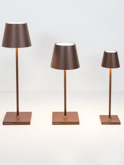 Online zafferano Lampe à poser LED mobile Poldina, intensité lumineuse variable Brun foncé, mat