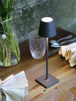 Online zafferano Lampe à poser LED mobile Poldina, intensité lumineuse variable Anthracite, mat