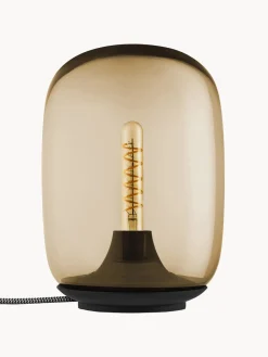 Fashion Eva Solo Lampe à poser LED soufflée bouche Acorn, intensité lumineuse variable Brun clair transparent, noir
