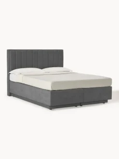 Clearance Westwing Collection Lit à sommier tapissier avec rangement Livia Tissu gris foncé