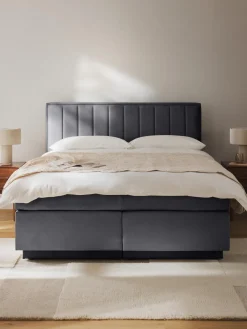 Clearance Westwing Collection Lit à sommier tapissier avec rangement Livia Tissu gris foncé