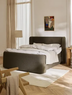 Discount Westwing Collection Lit à sommier tapissier en bouclette avec rangement Perla Bouclette vert olive